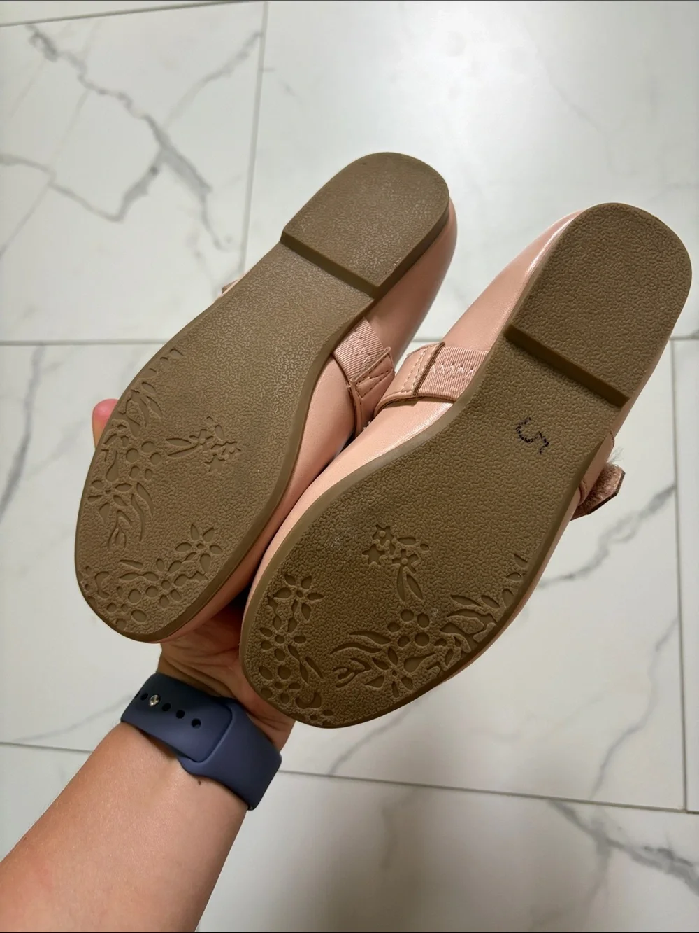 Pink Mary Jane Flats with Buckle Velcro Strap